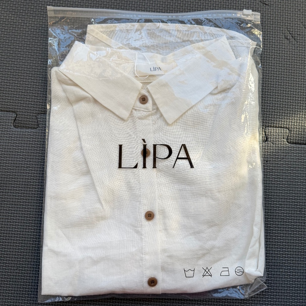 LIPA Linen-Blend Short-Sleeve Button-Up Shirt